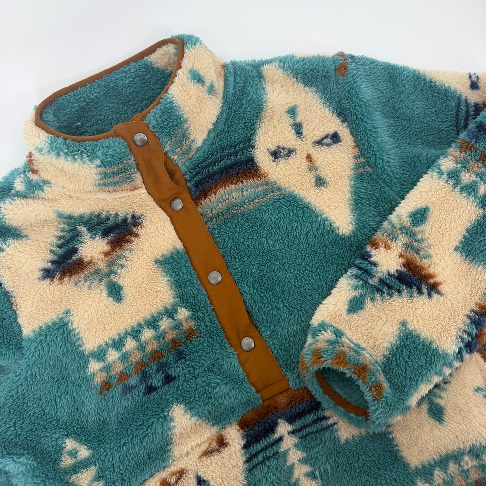 Ariat Berber Snap Front Sweatshirt XL Turquoise Southwestern Fleece 10062613